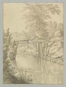 36845 Gezicht op een voetbruggetje over een water (de Biltsche Grift?) te Utrecht in de omgeving van de Gildpoort.